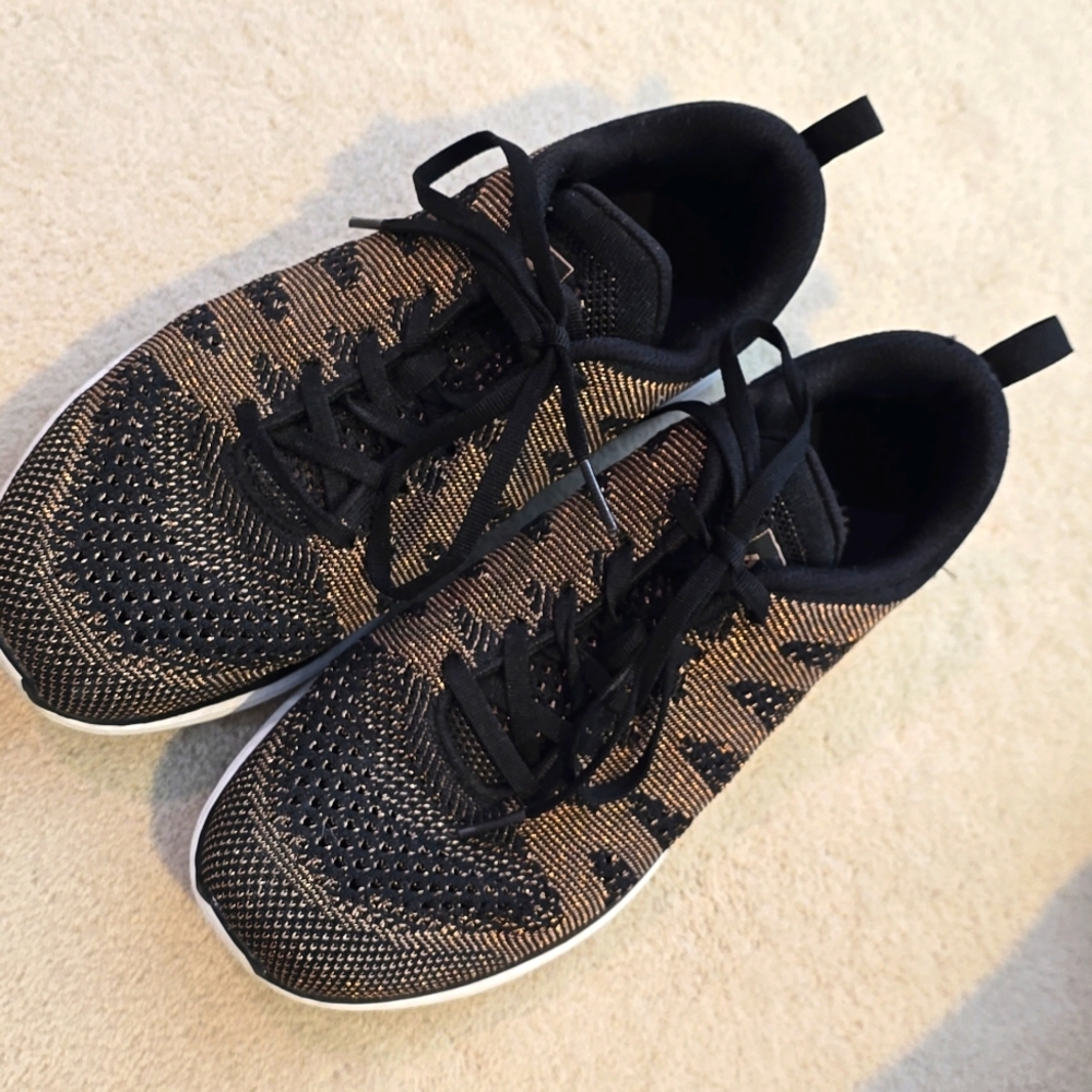 APL black and copper metallic womens workout sneakers size 10.5